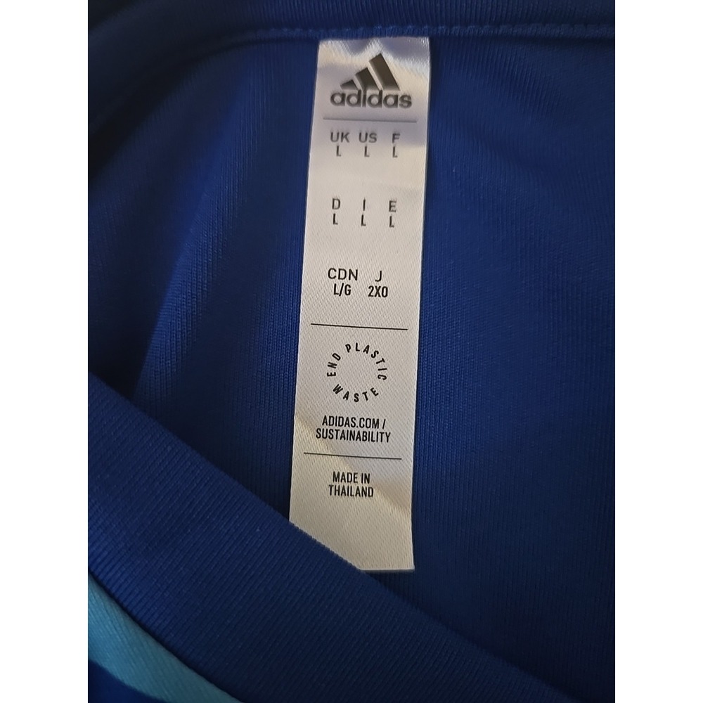 Adidas Men's Large Aeroready Shirt Blue Training Tee Moisture Wicking 3‎ Stripes - Picture 8 of 12